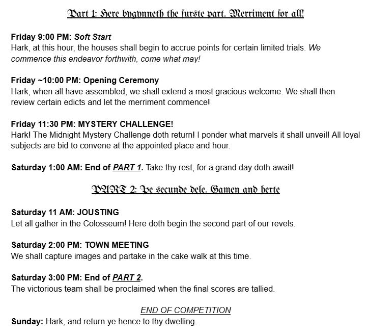 Tentative Schedule